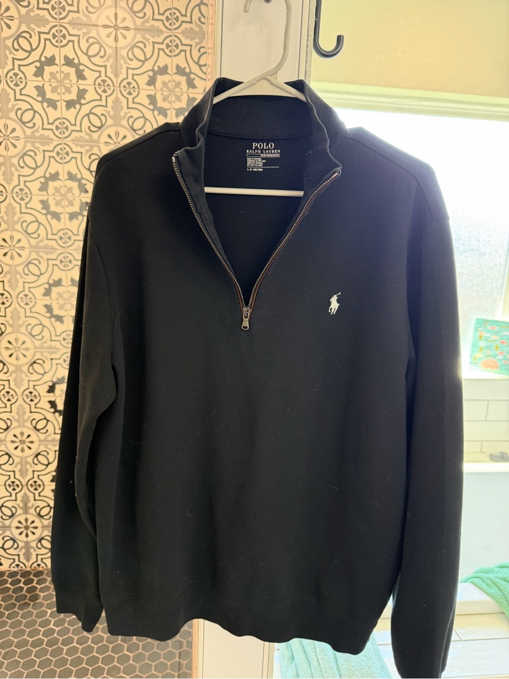 Polo by Ralph Lauren Black Half-Zip Sweater with White Polo Pony